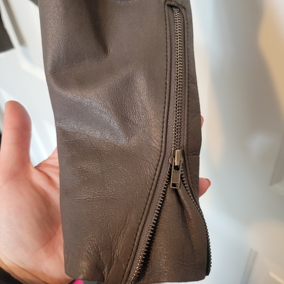 Theory Fida Lamb Leather Jacket Size Small Taupe - Picture 5 of 12